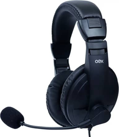 OEX Fone De Ouvido Heasdet para Call Center USB com controle de áudio no cabo - HS102 - Preto