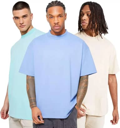 Kit 3 Camisetas Oversized Marfim, Azul Opala, Verde Beb Algodo