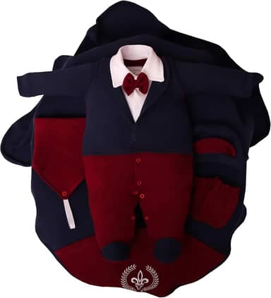 Saída de Maternidade 5 Peças Menino Luxo Algodão com Gravata