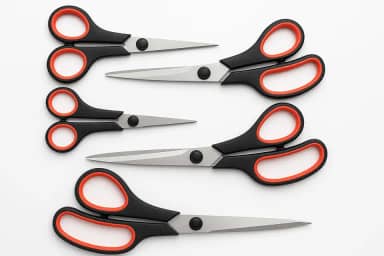 Kit 5 Tesouras Aço Inox Corte Costura Artesanato Domestico e Profissional Multiuso, 14-24cm, Tamanhos 5,5" a 9,75", Preto