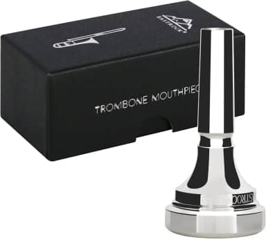 EASTROCK Bocal de trombone, bocal de trombone banhado a prata, haste pequena 9BS, acessórios para instrumentos de trombone embalados a vácuo