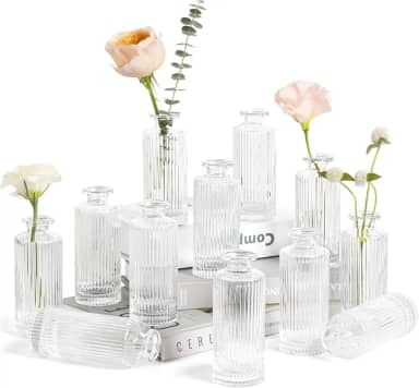 Kit 5 Vasos Decorativo em Vidro Jarrinho Flores Solitário Difusor