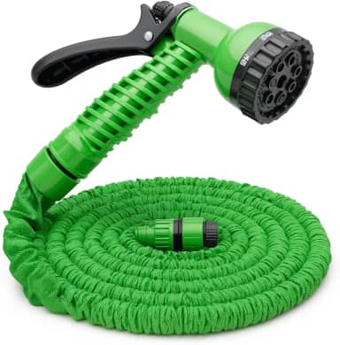 Mangueira Mágica Extensível, Retrátil, 5m até 15m com Esguicho 7 Funções e Conectores em Metal Resistente