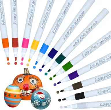 Canetinhas De Pintura De Tinta Acrílica Kit 12 cores, Caneta Acrilica Para Madeira, Vidro, Cerâmicas, Artesanato, Tecido, Plástico, Marcador Acrilico para Pintura, Acrylic Markers