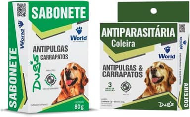 Sabonete e Coleira Dugs Antipulgas Carrapatos Para Cães