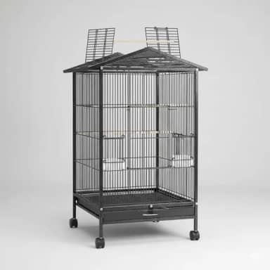 Gaiola de Ferro Portátil com Rodas 360º | Estrutura Leve, Dobrável, Anticorrosiva e com Bandeja Deslizante para Calopsitas | Periquitos e Aves Pequenas (Preto)