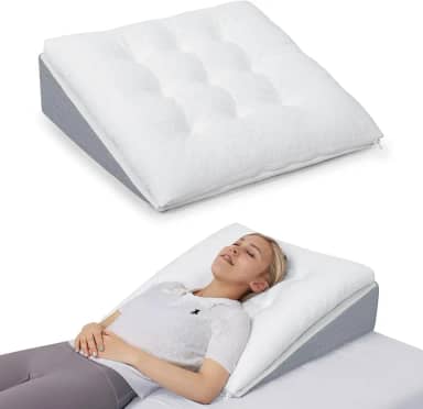 TANYOO Travesseiro de cama para apneia do sono, travesseiro Gerd, camada dupla, triangular, ajustável, suporte macio, ideal para refluxo ácido, após cirurgia, ronco