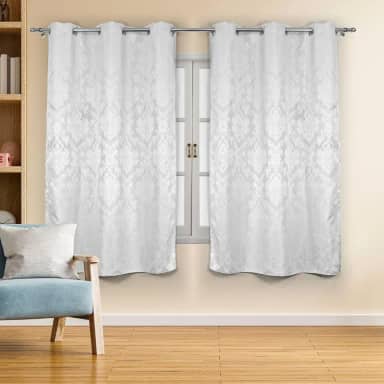 CORTINA PARA QUARTO TECIDO JACQUARD 2,60m Comprimento x 1,80m Altura (Branco)