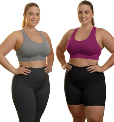 Kit 2 Top Plus Size Reforçado Academia Fitness Nadador Suplex Caminhada e Treino Roupa Feminina