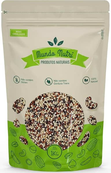 1kg Mix De Quinoa Branca, Preta e Vermelha Grãos Mundo Nutri