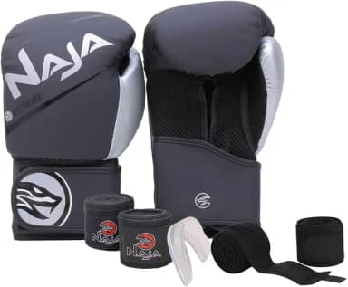 Kit Boxe/Muay Thai Naja Extreme + Par de Luvas + Protetor Bucal + Bandagem 3,5M
