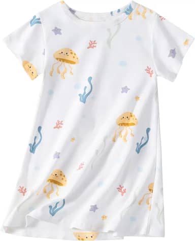Camisola de algodão para meninas, manga curta, camisola de princesa