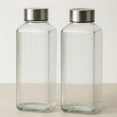 Kit 2 Garrafas De Vidro Para Geladeira Agua Suco Fresco Pratica Elegante (listrada)