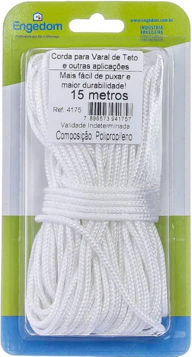 CORDA PP TRANCADA 15M X 2,5MM P/VARAL DE TETO E OUTROS