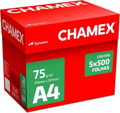 Papel Sulfite, Chamex, A4, 75 Gramas, Branco, Caixa com 5 Pacotes de 500 Folhas