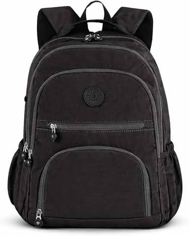 Mochila Grande 30L Nylon Impermeável Feminina Masculina Escolar Juvenil Notebook 15" — Mochila Preta Resistente com Múltiplos Bolsos, Leve, Casual e Reforçada para Escola e Viagens