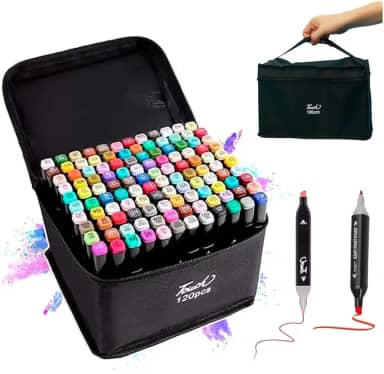 Caneta Marcador Para Colorir Desenho Profissional 36, 48, 60, 80 Cores Conjunto De Canetinhas Pontas Duplas Codificados por Cores Vivas para Desenho (120)