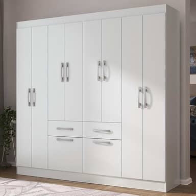 Guarda-roupa Casal 8 Portas 2 Gavetas 2 Basculante Rubi Yescasa Branco