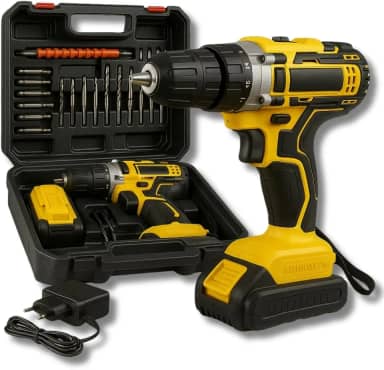 Parafusadeira, Furadeira Sem Fio 21V com 2 Baterias, Brocas, Potente, Durável e Versátil para Profissionais Premium