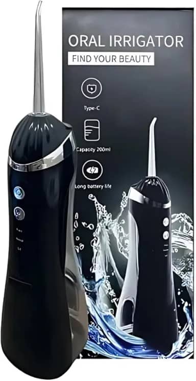 Irrigador Oral Portátil com 4 Bicos e Cabo USB-C – Fio Dental Elétrico Recarregável com Jato de Água Dental, 3 Modos, Reservatório 200ml, para Higiene Bucal e Limpeza Interdental