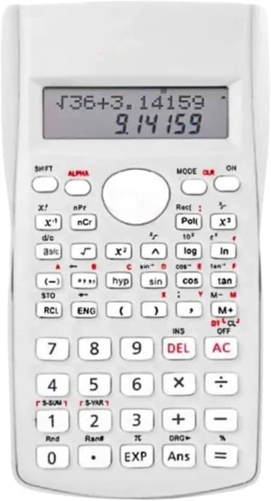 Calculadora Científica de Engenharia, 240 Funções, Display de Linha Dupla, Ideal Escola e Escritório (Branca)