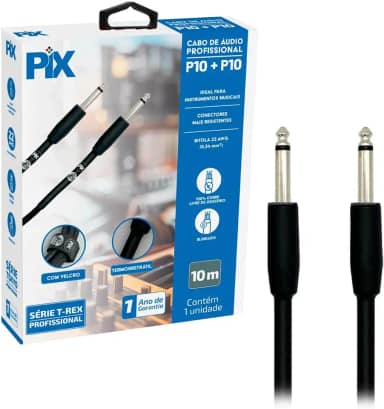 Cabo P10 P10 Mono 100% Cobre Para Instrumentos - 10 Metros