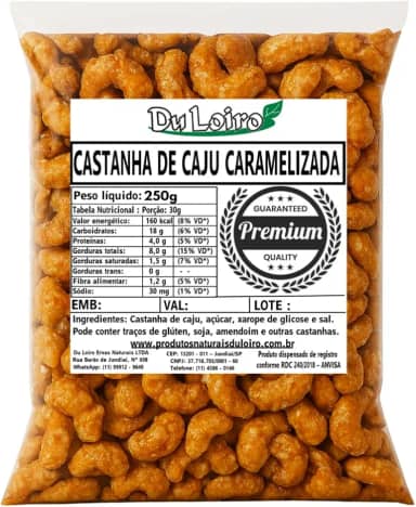 Castanha De Caju Caramelizada Com Gergelim (250g)