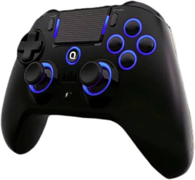 QRD N5 Wireless Controller for PS4 Pro Slim PS3 PS2 Steam Deck PC Windows Mac iOS Android TV Box, Halleffect Gamepad Joystick with 3.5mm Audio Port+Speaker+Mic, Macro N1+N2, Turbo Speed Up, N5-AB04