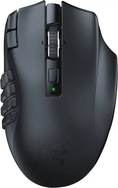 Razer Mouse para jogos MMO sem fio Naga V2 HyperSpeed: 19 botões programáveis - Tecnologia HyperScroll - Sensor óptico Focus Pro 30K - Interruptores mecânicos de mouse Gen-2 - Vida útil da bateria de