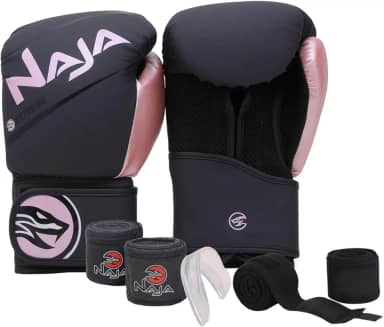 Kit Boxe/Muay Thai Naja Extreme + Par de Luvas + Protetor Bucal + Bandagem 3,5M