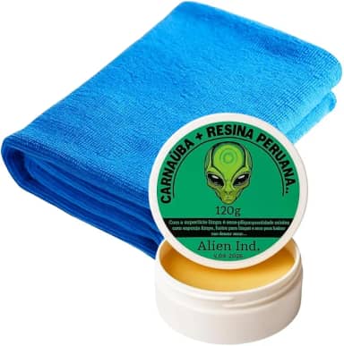 Cera Automotiva Carnaúba Alien Ind + Resina Peruana 120g | Brilho Espelhado, Remove Pequenos Riscos, Proteção e Revitalização da Pintura e Queimados