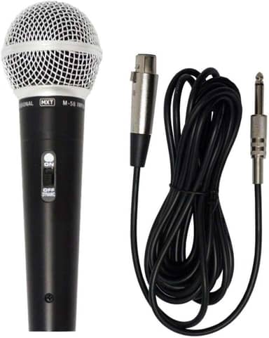 Microfone Dinâmico De Metal MXT M-58 Preto Cabo 3m