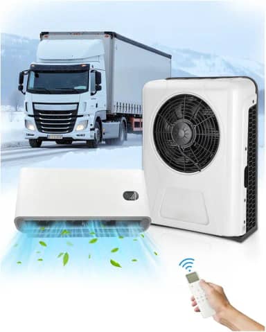 Treeligo Ar condicionado de caminhão de 12 V, ar condicionado de resfriamento rápido de 9500 BTU com tecnologia inversor, mini unidade AC dividida silenciosa de 12 volts para caminhões, trailers