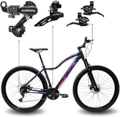 Bicicleta Aro 29 Feminina KSW MWZA Shimano Quadro Alumínio Rebaixado Freio a Disco Mecânico MTB