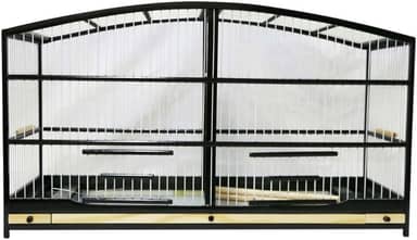 Gaiola Passarinho Em Madeira - Reprodução Canário/Coleira/Curió - Abaulada Preto