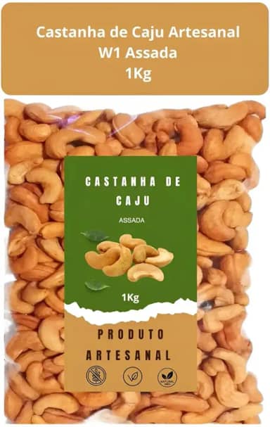 Castanha De Caju 1 Kg Inteira Premium Assada Sem Sal W1