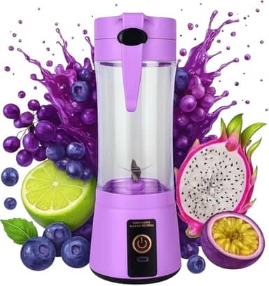Mini Liquidificador Portatil Mixer Juice Garrafa Portátil Cabo USB, 380ml, 6 Lâminas Inox, Shake Coqueteleira Elétrica Sem Fio Squeeze Recarregável,para Sucos e Vitaminas Cor Roxo