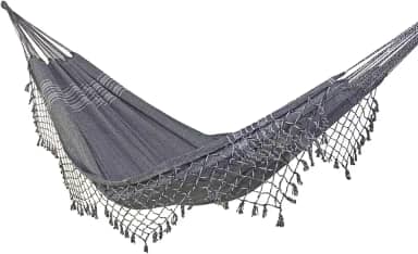 Rede de Dormir e Descanso Jeans Casal 100% Algodão Jaguaruana. (Cinza)