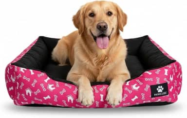 Cama Pet para Cães e Gatos, Impermeável, Médio 50x50x15cm, Para Raças Médias, Lavável com Zíper, Espuma Soft e Flocos, Fêmea, Quadrado, Estampa Animal