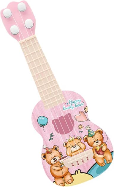 Brinquedo de Violão Ukulele Infantil, Miniguitarra Educacional de 4 Cordas para Crianças Em Casa (Molde do ursinho)