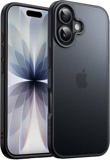 JETech Capa Fosca para iPhone 17 6,3 Polegadas, Proteção Contra Quedas de Nível Militar, Case Minimalista com Parte Traseira Translúcida Matte, Anti-Impressão Digital (Preto)