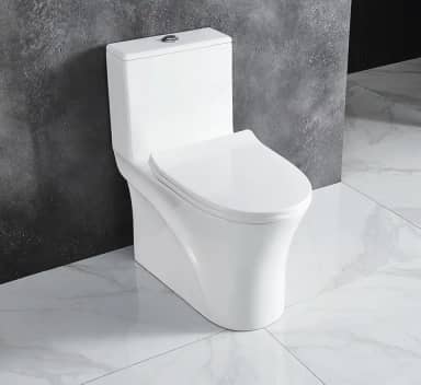 Vaso sanitário alongado de uma peça com assento de cadeira confortável Altura ADA 42 cm, Power Dual Flush 0,8/1,28 GPF, vaso sanitário de banheiro, vaso sanitário branco brilhante padrão nano
