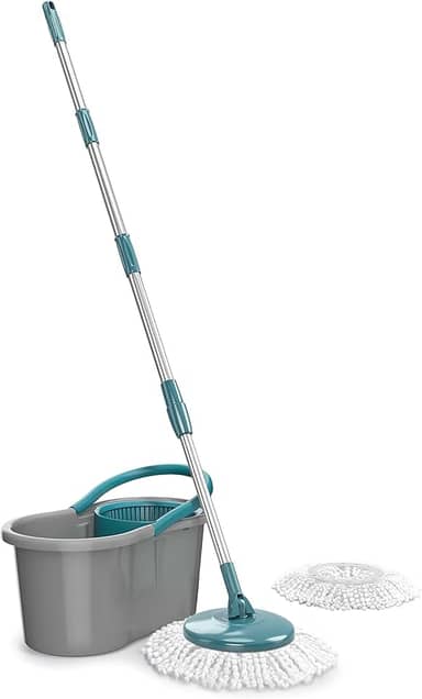 Mop FIT Giratório com 2 refis microfibra, balde com 8 litros, MOP5010, Flash Limp