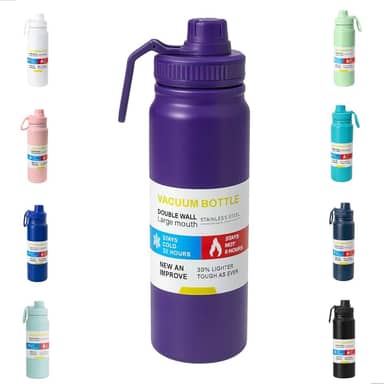 Garrafa De Água Térmica Inox 800ml Parede Dupla com Isolamento a Vácuo Quente e Frio, Antivazamento, Alça e Infusor Ideal para Academia, Caminhada, Escritório, Esportes (ROXA)