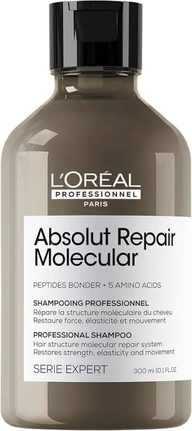 L’Oréal Professionnel Shampoo Absolut Repair Molecular, Repara Danos e Restaura Todos os Tipos de Cabelos Danificados, Sem Sulfato, SERIE EXPERT, 300ml