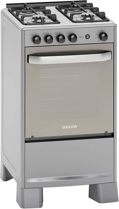 SUGGAR FOGÃO SELECT PRATA MESA DE INOX 4 BOCAS TREMPES DUPLAS FERRO FUNDIDO PORTA ESPELHADA ACENDIMENTO AUTOMÁTICO BIVOLT FGISL410PRIX