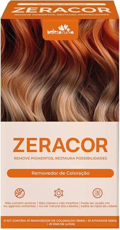 Beleza Ruiva – ZeraCor Removedor de Coloração 300ml | Remove Pigmentos Artificiais sem Danificar os Fios | Livre de Amônia e Descolorantes | Limpeza Profunda com Brilho e Maciez