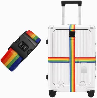 Cinta De Proteção E Identificação Para Mala De Viagem Com Trava De Segurança Colorida Arco-Íris Ajustável Com Fecho