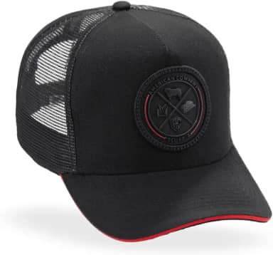 Boné Trucker Preto com Emblema Pecuária Country Preto/Vermelho