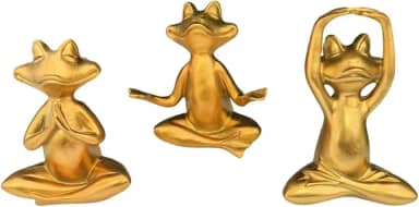 Conjunto de 3 Estátuas de Sapo, Estátua de Animal para Meditação, Escultura Antiga em Resina, Decoração de Mesa para Escrivaninha, Prateleira, Jardim